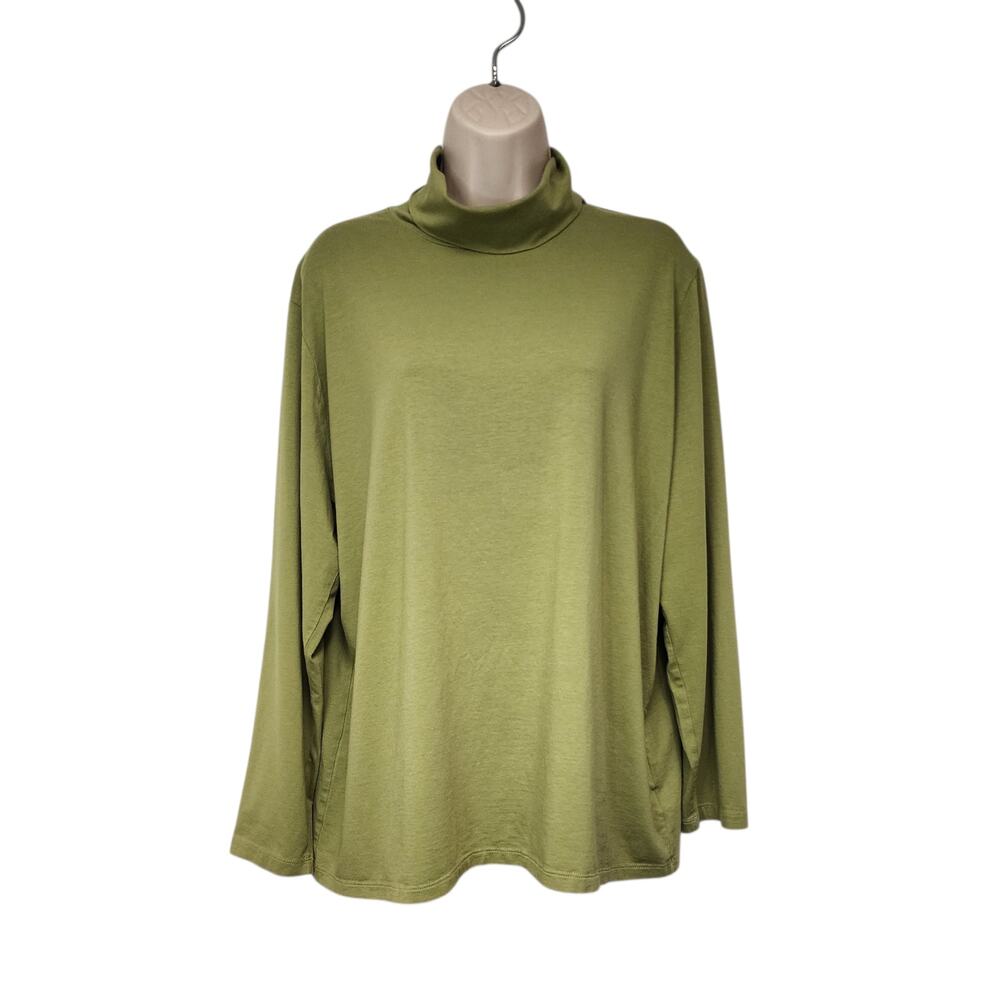 Nine West Women's Olive Green Turtleneck Long Sleeve Blouse Plus Size 3X